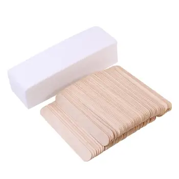 

100pcs Disposable Hair Removal Wax Nonwoven Facial Body Strips Paper Depilatory Tongue Depressor Epilator with 100pcs wax Sticks