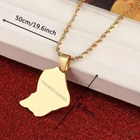 Stainless Steel Trendy French Guiana Map Pendant Necklaces Guyane Francaise Map Jewelry 2