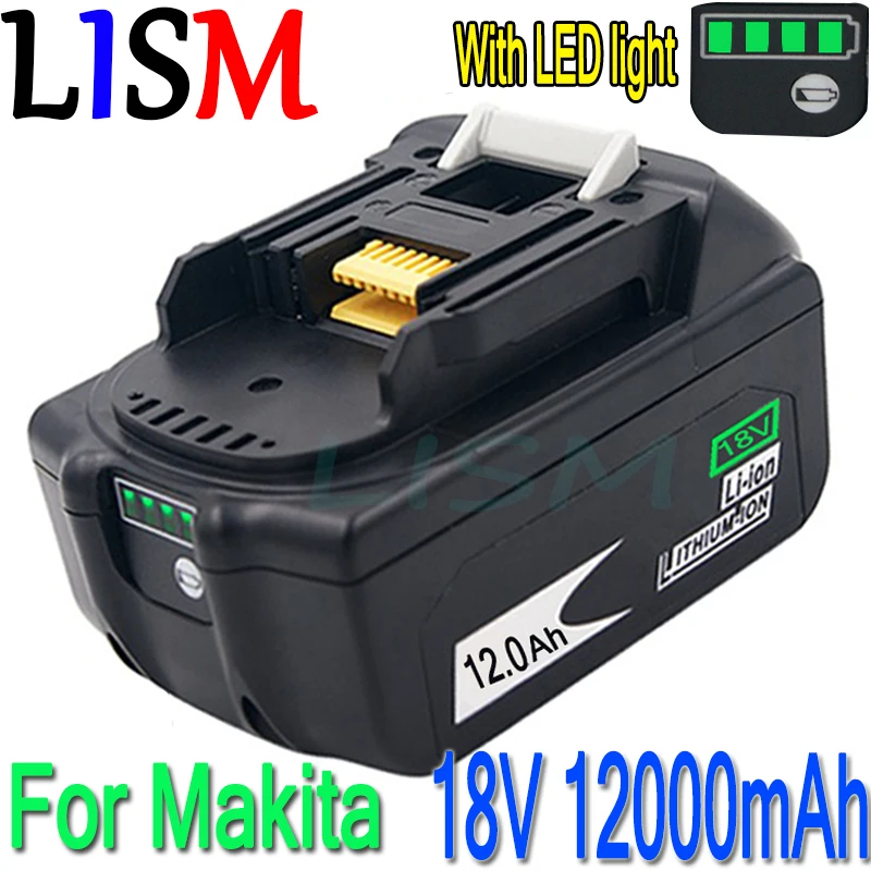 Новейшая модернизированная BL1860 Перезаряжаемые Батарея 18V 12000 мА/ч литий-ионный
