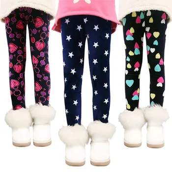 

Dot Printed Girls Thicken Velvet Straight Pants Kids Autumn Winter Clothes Warm Leggings Pants for 2 - 8 Years Children Trousers