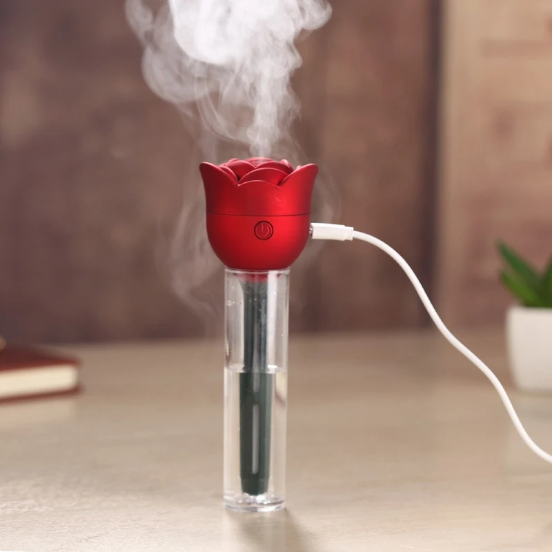 

New Portable Mini USB Rose Car Aromatherapy Humidifier Diffuser LED Lights Air Humidifier Home Office Car Air Refresher