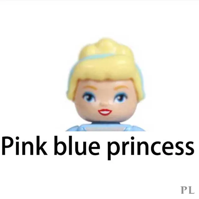 MOC DIY Big Building Blocks Scene Doll Figures Educational Toy Compatible Large Bricks Assembly Children Kids Gifts For Girl Boy Pink blue princess