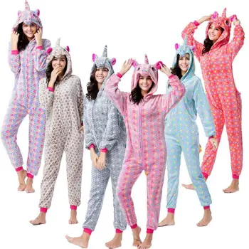 

Adult Animal Onesie for Women Men Couples Lovers Pijamas Sleepwear Homewear 2019 Winter Plus Size Unicorn Panda Flannel Pajamas