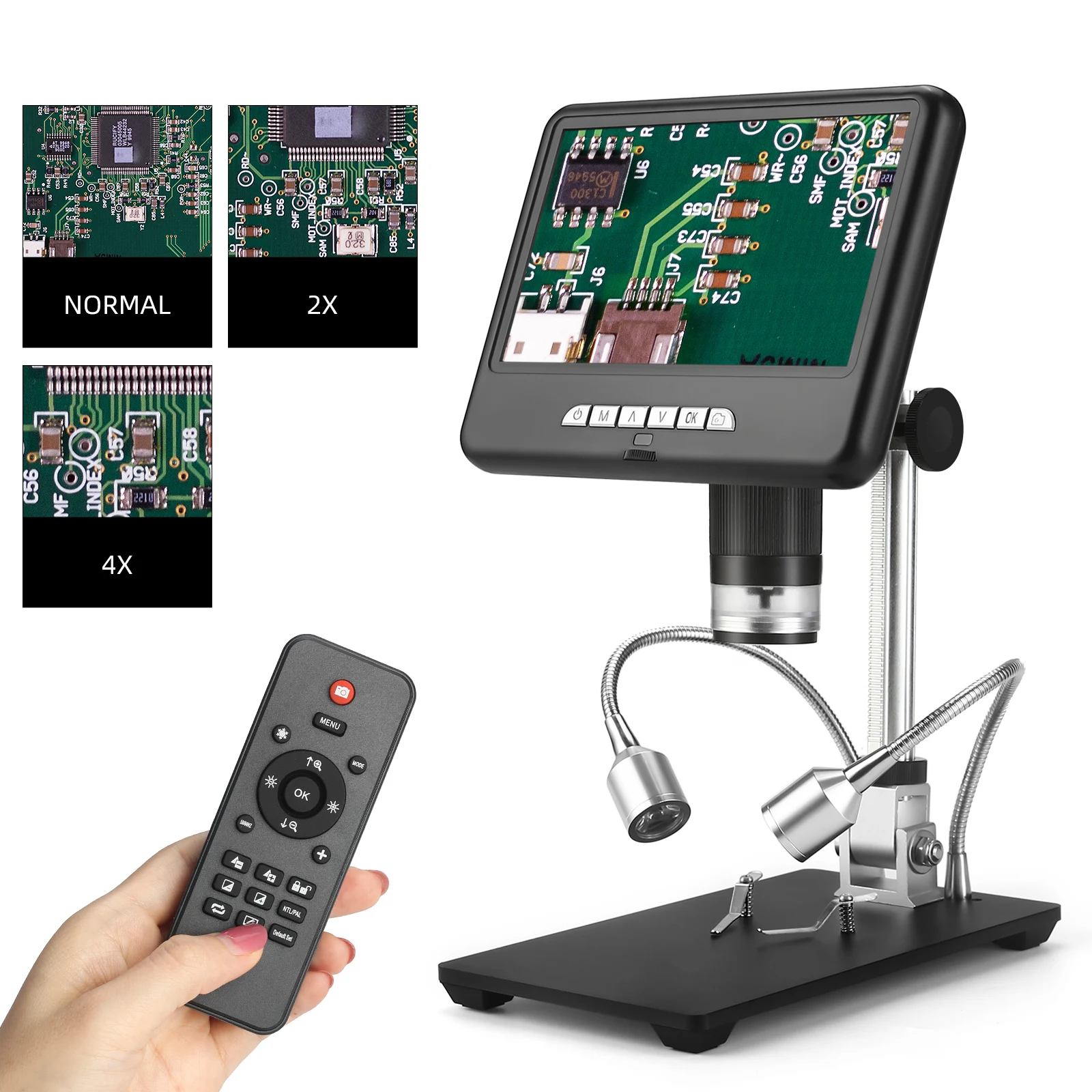 Andonstar 7 Inch FHD Screen 3D Digital Microscope AD207 1080P HD Sensor PCB Soldering Tool Watch Repair With IR Remote UV Filter