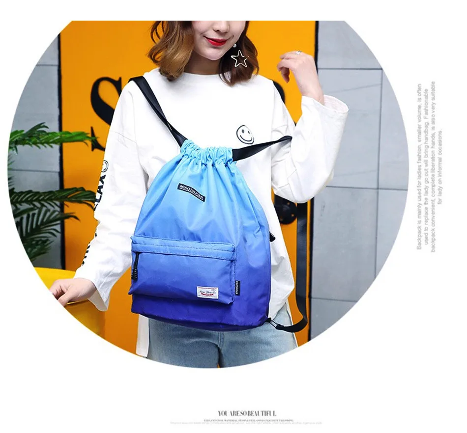 Outdoor Sports Lightweight Men And Women Drawstring Backpack Running Waterproof Backpack Travel Fitness Swimming Bag Soft Back
