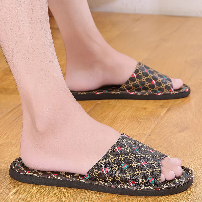 Summer Home Men Slippers Simple White Brown Blue Shoes Non-slip Bathroom Slides Flip Flops Couples Indoor Women flatform Slipper