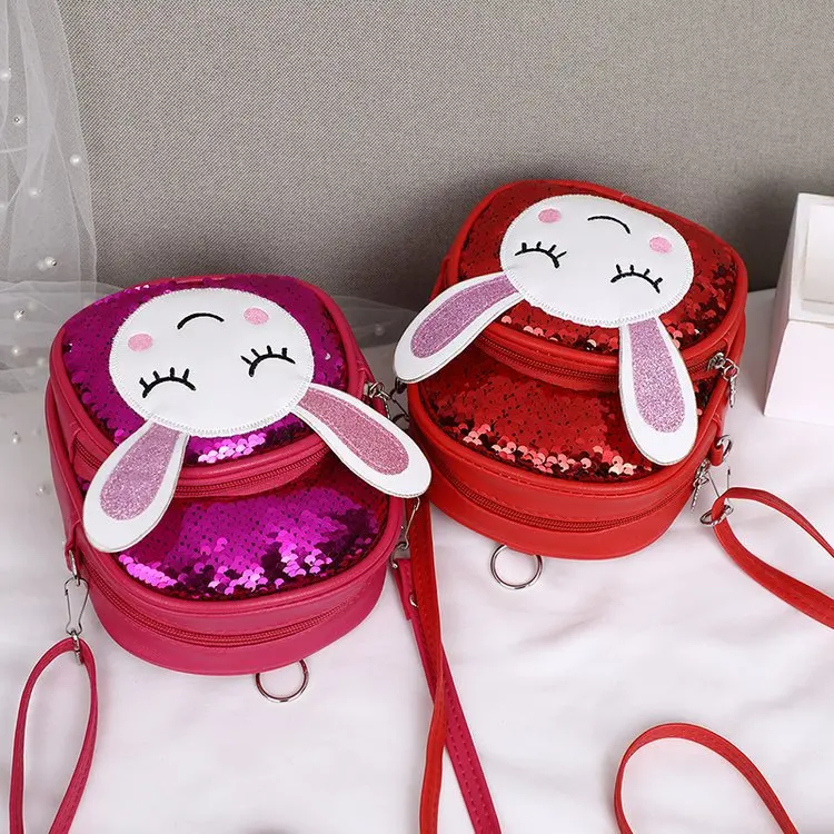 

2019 Korean-style New Style Sequin Cartoon Cute Rabbit Children Backpack CHILDREN'S Shoulder Dual Purpose School Bag
