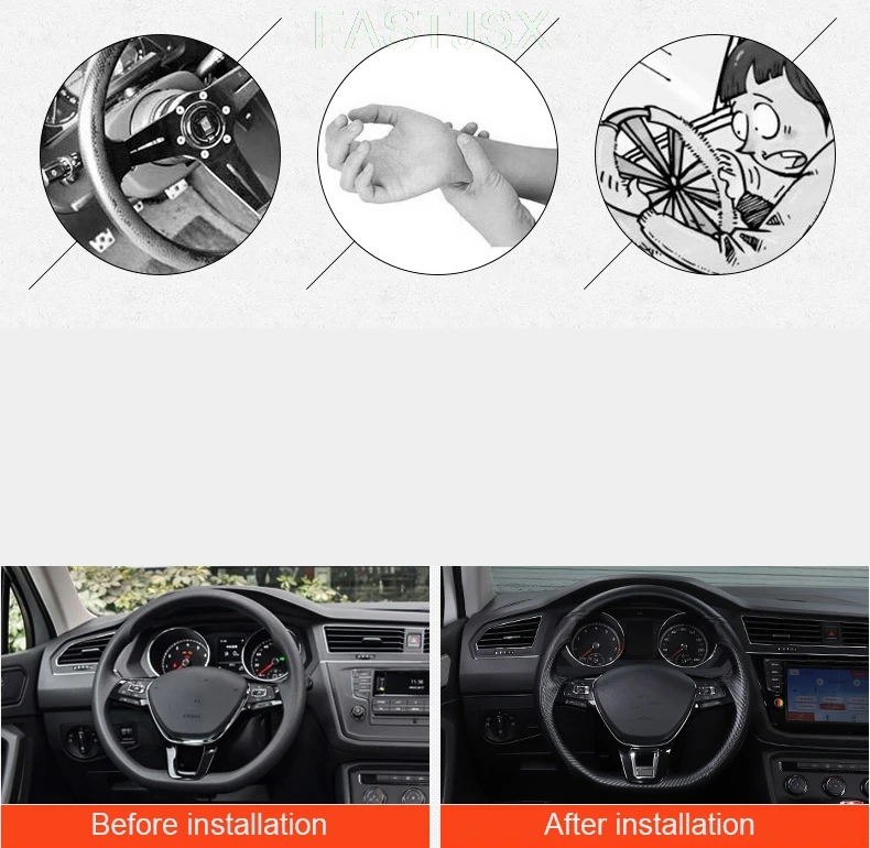 Для Tiguan второго поколения- чехол на руль сшитый вручную кожаный чехол на руль аксессуары для салона автомобиля