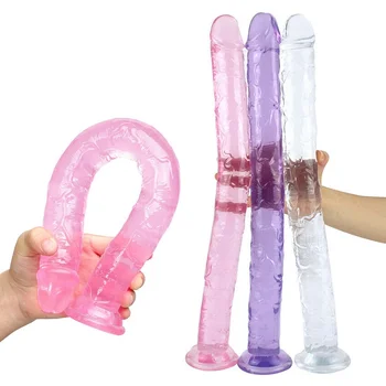 45cm Soft Jelly Realistic Dildos Lesbian Vaginal Huge Anal Plug Super Long Dildo Sucker Flexible For Men&Women G-spot  Sex Toys 2