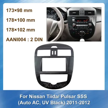 

Car Radio Fascia for Nissan Tiida Pulsar SSS AUTO AC UV Black 2011-2012 Stereo Panel Dashboard Mount Trim Installation Kit Frame