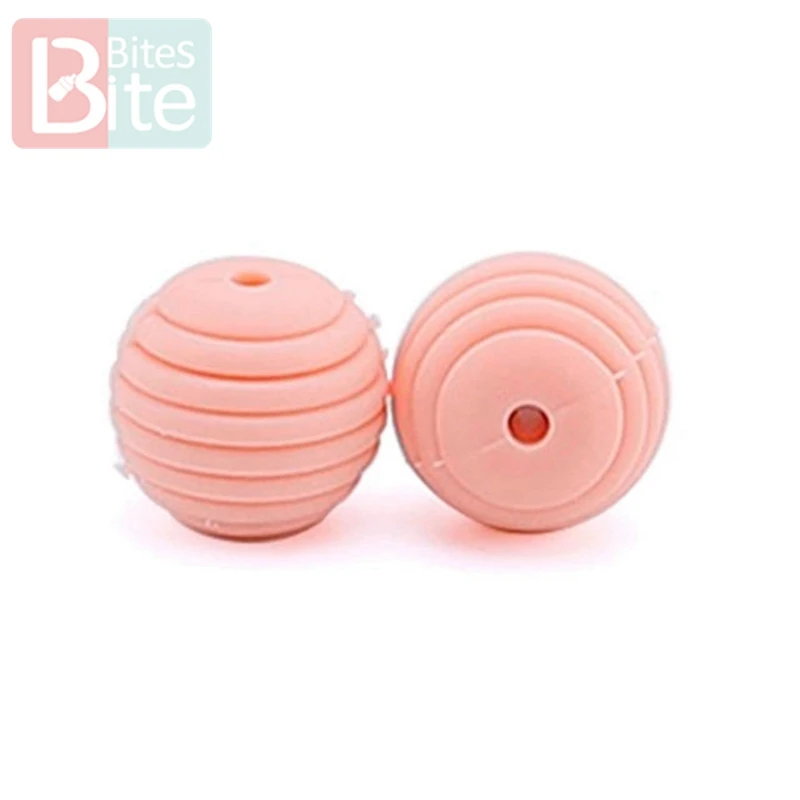 Lassen sie machen Silikon Perlen beiringe 15 мм 20 stumucke DIY Gewinde Silica Perlen BPA FREI 4-6 Monate spirale пищевой силек - Цвет: Peachy