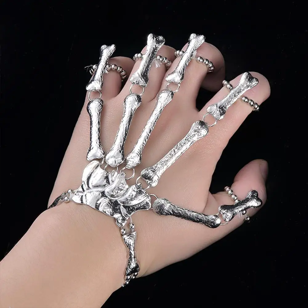 2021 Skull Knuckle Finger Bracelet Ladies Valentine's Day Gift Party Jewelry Fashion Bone Bracelet Punk Exaggeration 1