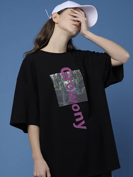 

The New European T-shirt of 2020 Long and Loose Short Sleeve Ins Top, Fashionable Black T-shirt for Women