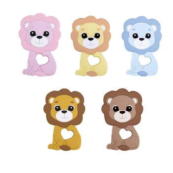

5pc New Baby Silicone Teether Lion Animals Lion Teether For Teeth DIY Teething Necklace Food Grade Jewelry Toddler Teething Toy