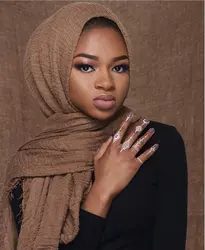 Женский Макси однотонный хлопковый шарф с бахромой, мусульманский платок-хиджаб длинный палантин, шали бандана, исламский головной убор