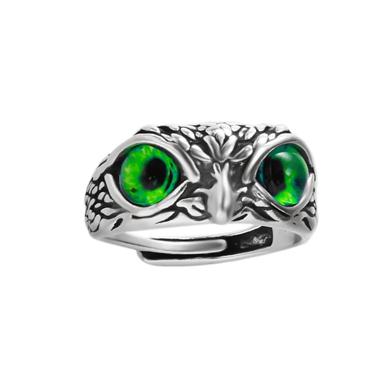 Retro Owl Animal Ring Men Women Simple Design Resizable Wedding Jewelry