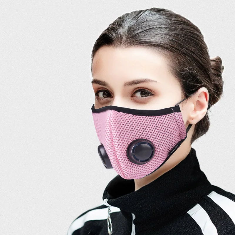 1 шт. унисекс PM2.5 Анти-пыль черная Маска дыхательный клапан анти загрязнения рот крышка маска Активированный уголь фильтр респиратор - Цвет: Pink