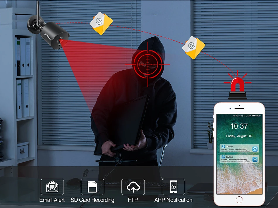 MISECU 1080P Wifi IP камера Двусторонняя аудио Беспроводная пулевая для наружного