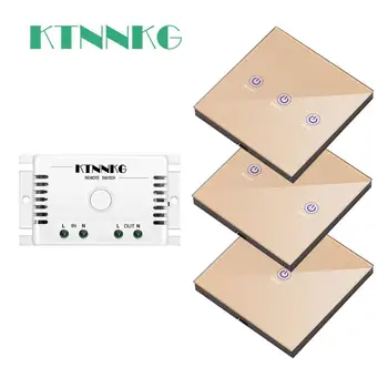 

KTNNKG Smart Home Wireless Touch Switch Lighting Appliance Radio Frequency Remote Control Glass Panel Button 433MHz Receiver