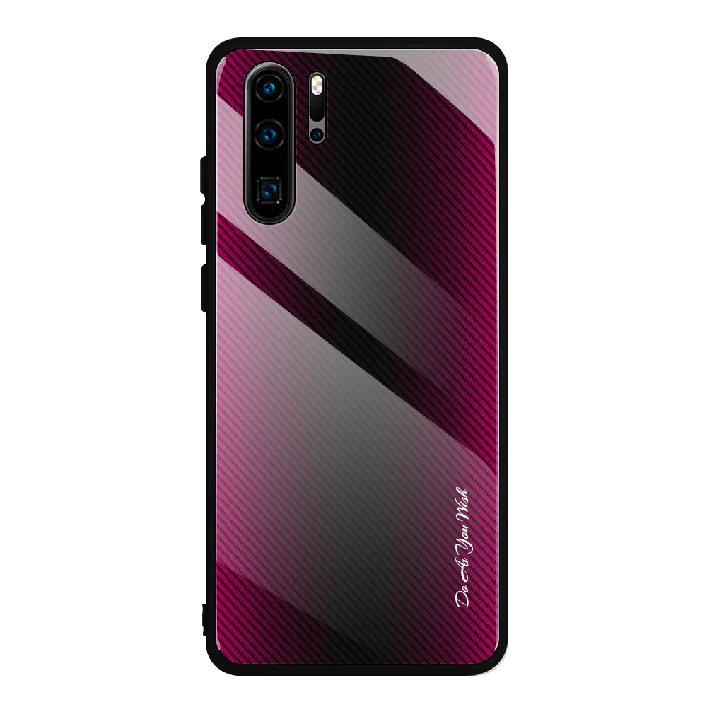 Rose red Градиентная текстура чехол из закаленного стекла для телефона для huawei P30 pro p30 lite роскошный стеклянный чехол для huawei p20 pro P20 lite чехол s - Цвет: Rose red