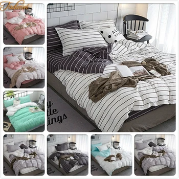 

Black White Stripe Classical Duvet Cover Bed Linen 3/4 pcs bedding Sets Adult Kids Soft Cotton Bedspreads Quilt Pillow Case 1.8m
