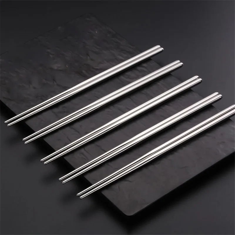 Non-slip Stainless Steel Chopsticks Set Chinese Metal Chopstick Kit Portable Reusable Food Sushi Sticks Home Kitchen Tools |