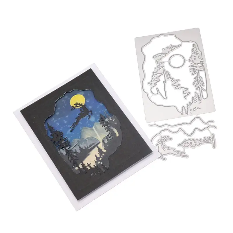 Металлический прорезной трафарет для окраски лося DIY Скрапбукинг штамп для альбомов бумажная карточка чеканка декор рукоделие