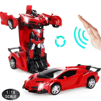 24CM 1:18 RC Car Gesture Sensing Transformation Car Robot Deformation Battery Electric Remote-controlled Toys Cars for Boys D01 1