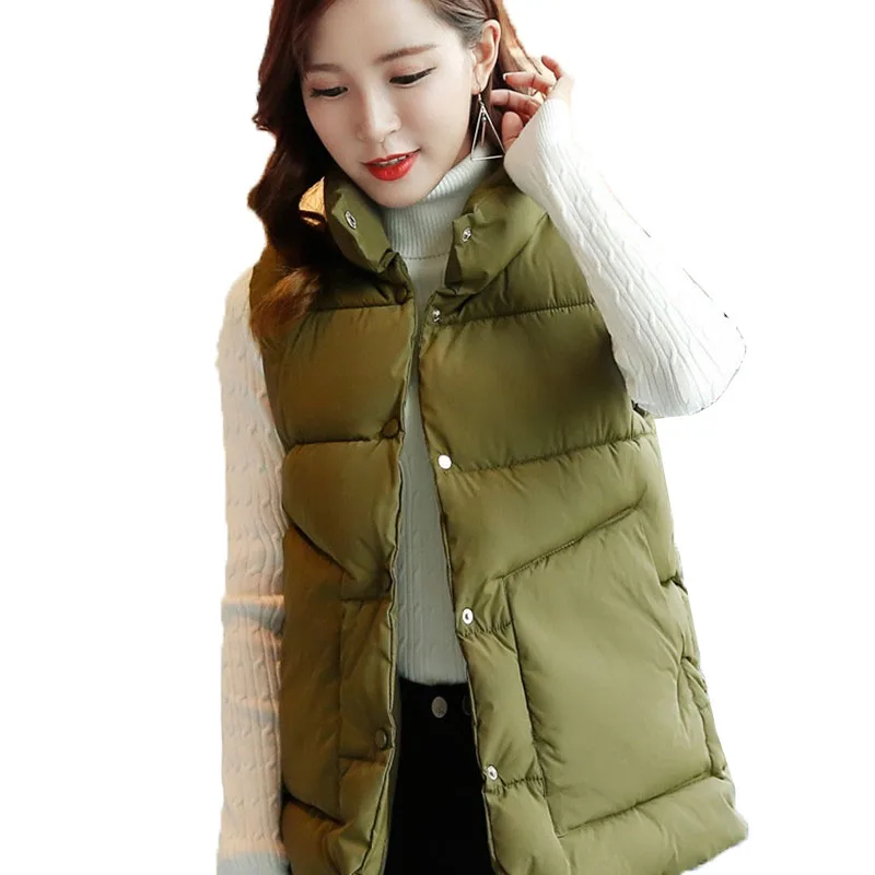 

Cotton Vest Female Autumn Winter Short 2019 Fashion Loose Vest Large Size XXL Down Cotton Warm Vest Wild Coat Basic Jacket B196