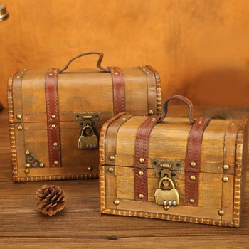 

Wooden Jewellery Storage Box Case Holder Vintage Treasure Chest for Wooden Organizer