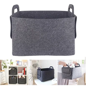 

Collapsible Felt Storage Basket Foldable Bin Organizer with Handles for Nursery Home Office YU-Home
