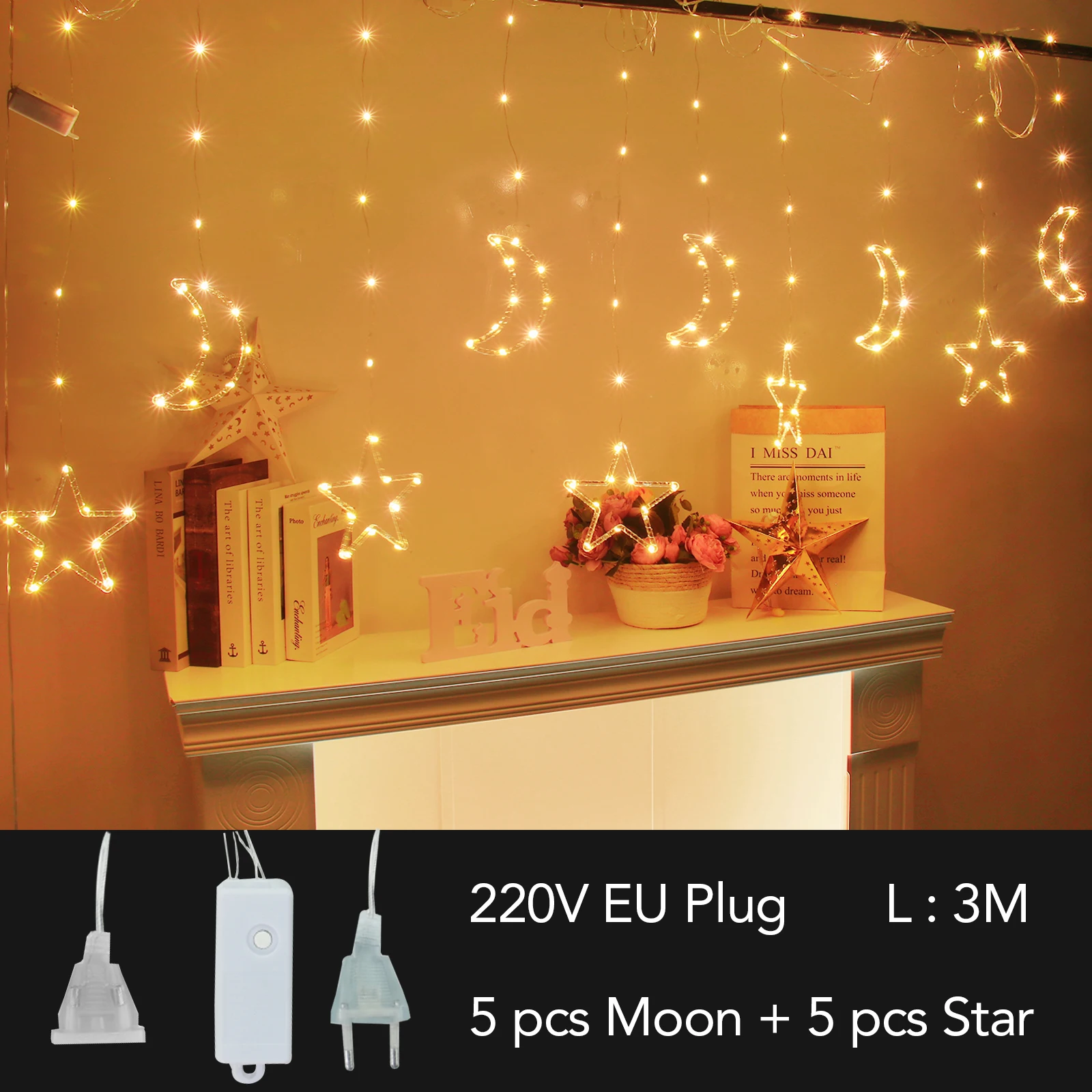 Ramadan Décoration Lune Étoile Led Guirlandes Musulmanes Événement Fête  Évider Château Guirlande Lumineuse Islam EID Mubarak Décor 10LED Cadena De  Luces LED Ramadan Moon Star Du 2,92 €