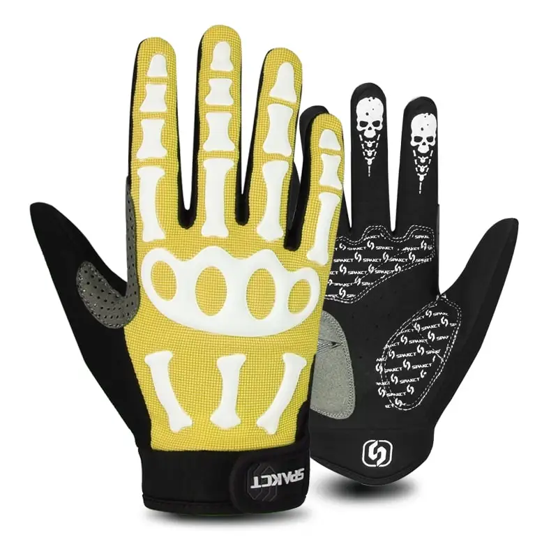 Spakct спортивные перчатки с черепом, велосипедные перчатки для мужчин и женщин, велосипедные перчатки, моющиеся мотоциклетные перчатки, спортивные перчатки для улицы, MTB Mitten - Цвет: Цвет: желтый
