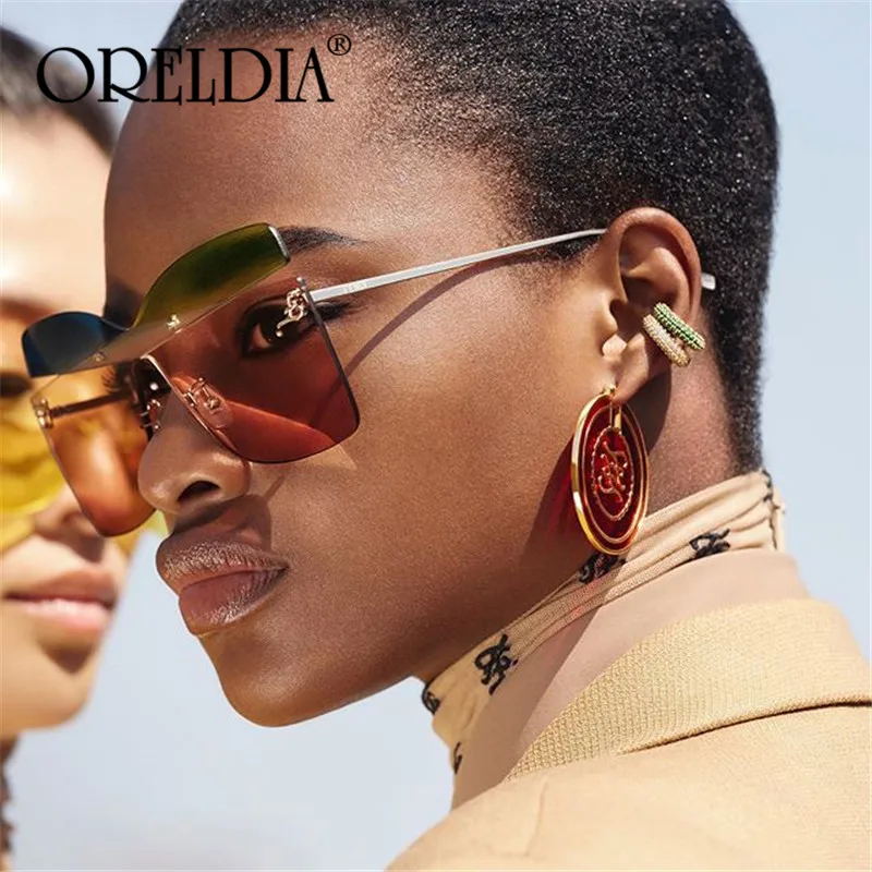 Oreldia, негабаритные, кошачий глаз, без оправы, солнцезащитные очки для женщин, винтажные, солнцезащитные очки для мужчин, без оправы, Ретро стиль, градиентные солнцезащитные очки, Uv400