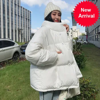 

Autumn 2020 Winter Women's Down Jacket Loose Cotton Parka Female Stand-Up Collar Candy Color Outwear Short Winter Coats