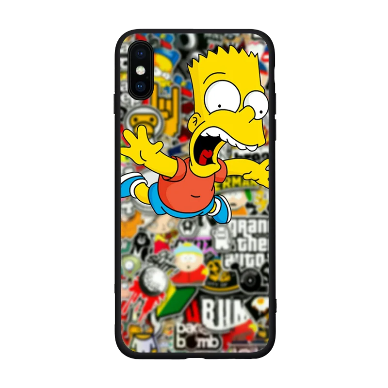 Симпсон черный милый чехол для телефона чехол для iPhone 11 11Pro 5 5S SE X 6 7 7Plus 8 8 Plus XS MAX XR Барт Симпсон Забавный мультфильм