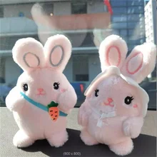 12cm aproximadamente bonito rosa coelho pelúcia brinquedos de pelúcia boneca pingente feio bonito animal coelho chaveiro saco de escola brinquedo decorativo