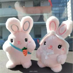 Peluche lapin rose d'environ 12CM, jouet décoratif en peluche, pendentif Animal, porte clé, sac d'école 