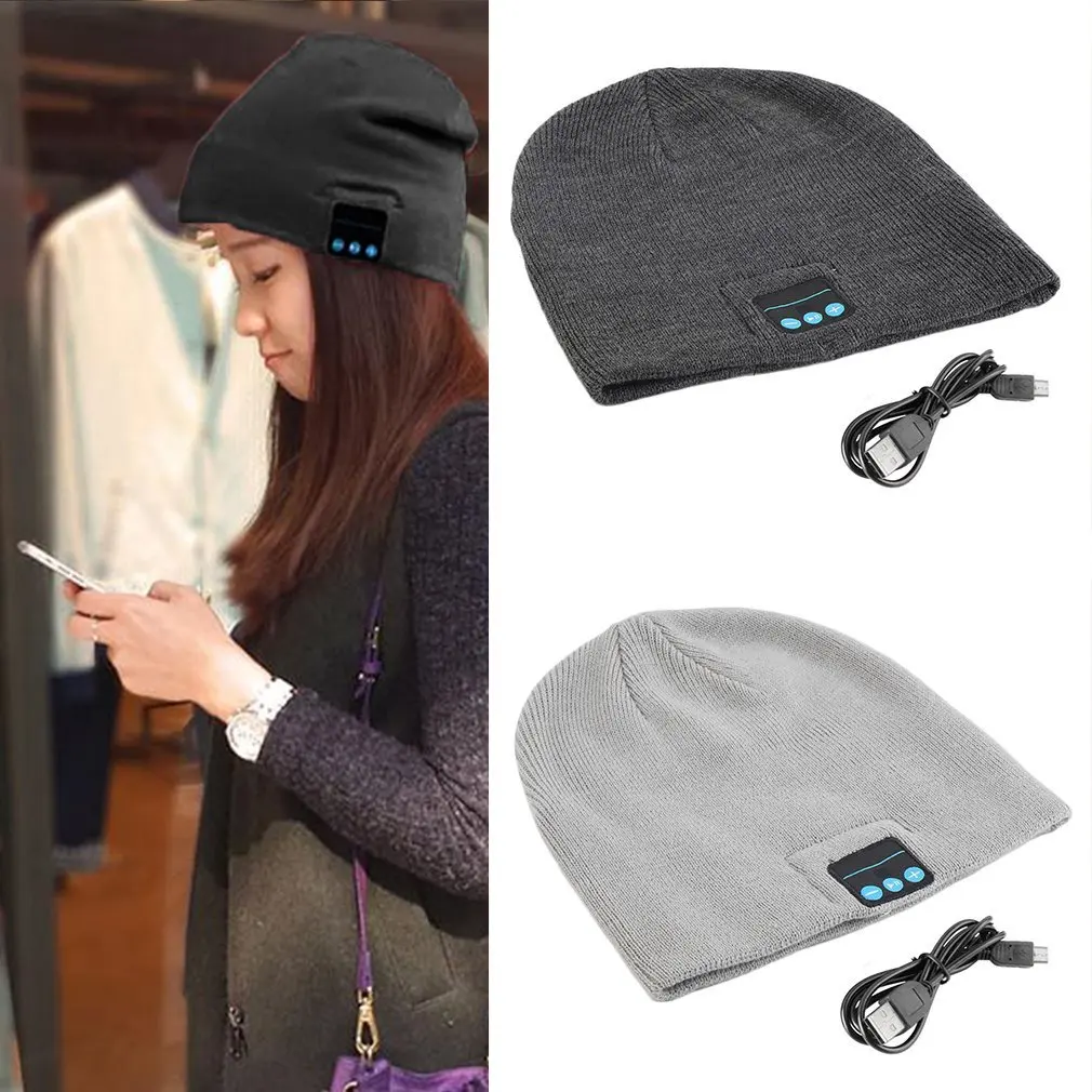Беспроводная Bluetooth шапка, зимние теплые шапочки с V3.0+ EDR музыкальная Bluetooth шляпка, крутая вязаная шапка унисекс Skullies