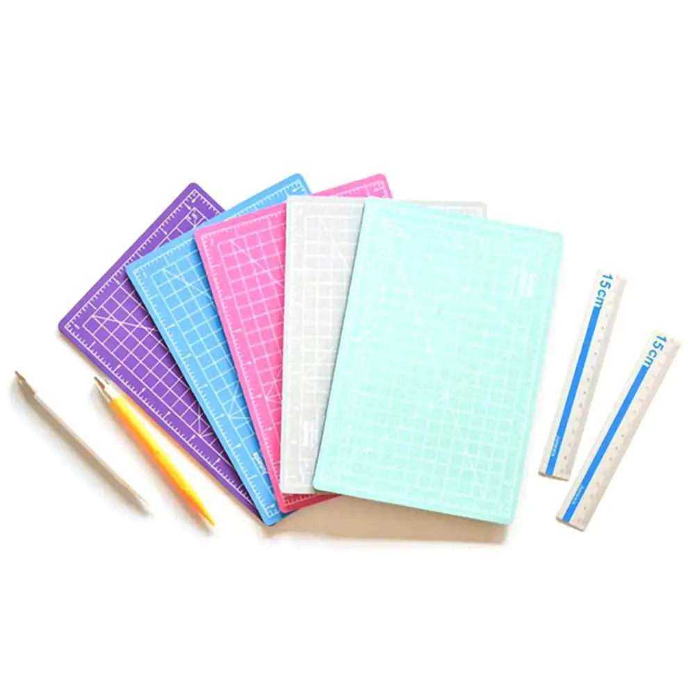 

Color Art Pen Cutting pad Set Cutting MatCarving Pen Aluminum Ruler Rotary Cutting Mat Three Piece Set