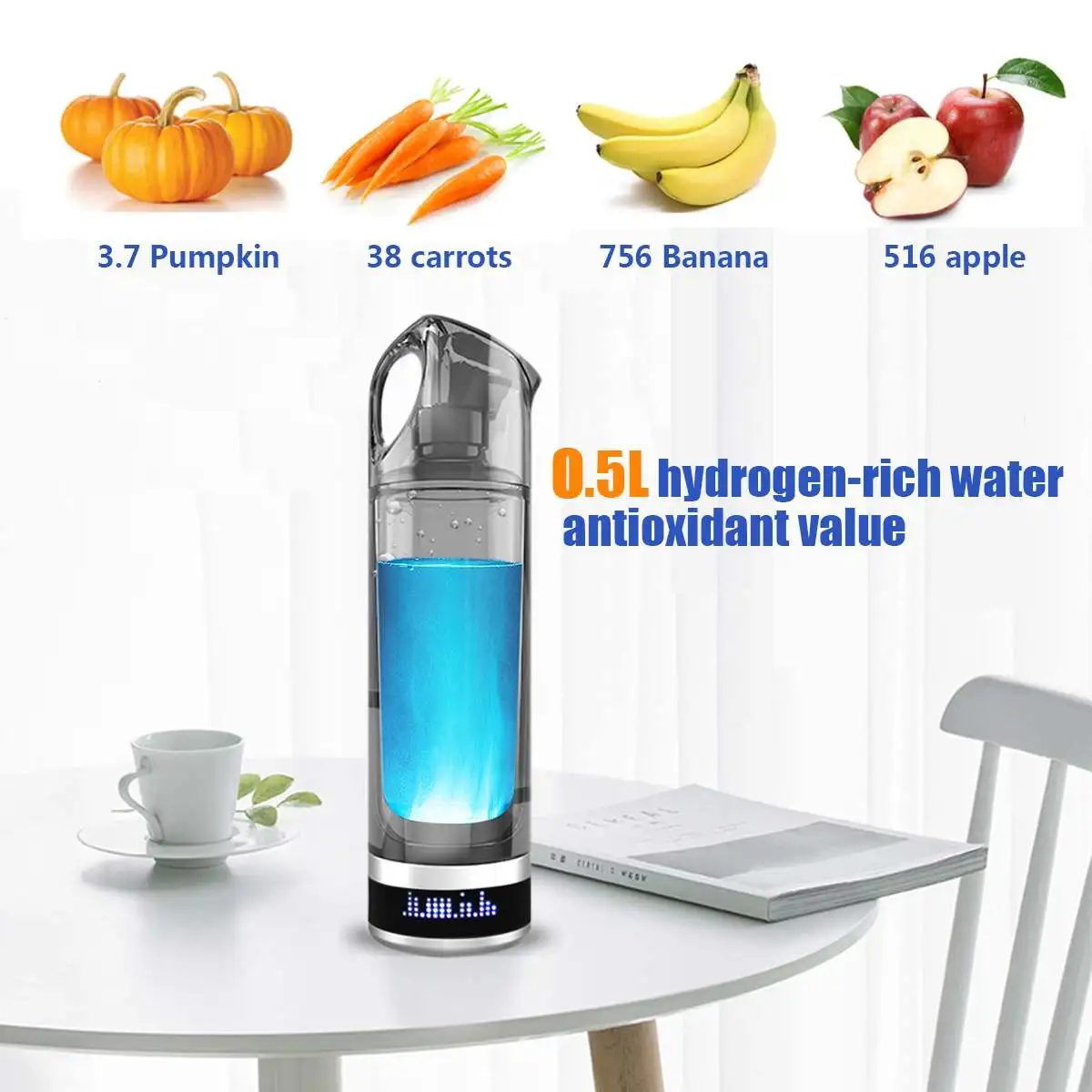 500 мл водорода богатые щелочные бутылки воды lonizer Генератор светодиодный RGB портативный чашка USB Перезаряжаемый антивозрастной подарок