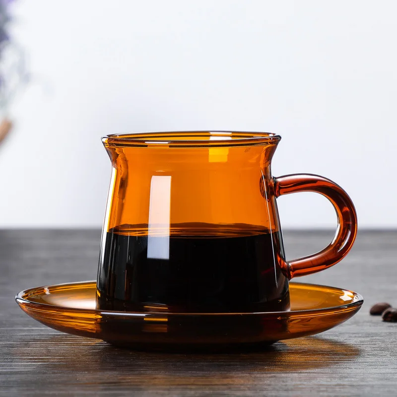 

Popular Coffee Cup and Saucer Set, Heat-resistant Glass Coffee Cup, Milk, Flower Tea Cup Set Coffee Cup & Saucer Sets