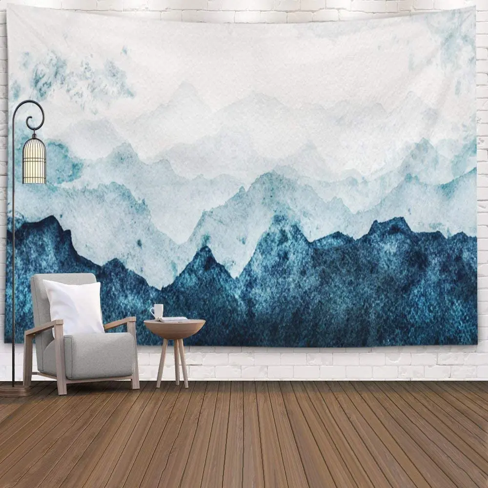 USA Watercolor Mountain Tapestry Art Wall Hanging Tapestries Bedroom Wall Decor 