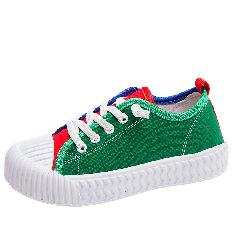 Children's Canvas Shoes Mixed Color Kids Loafers Boys Girls Flat kids Sneakers Fashionable Rubber Sole Anti-Slip Autumn SSJ023 - Цвет: SSJ023Green