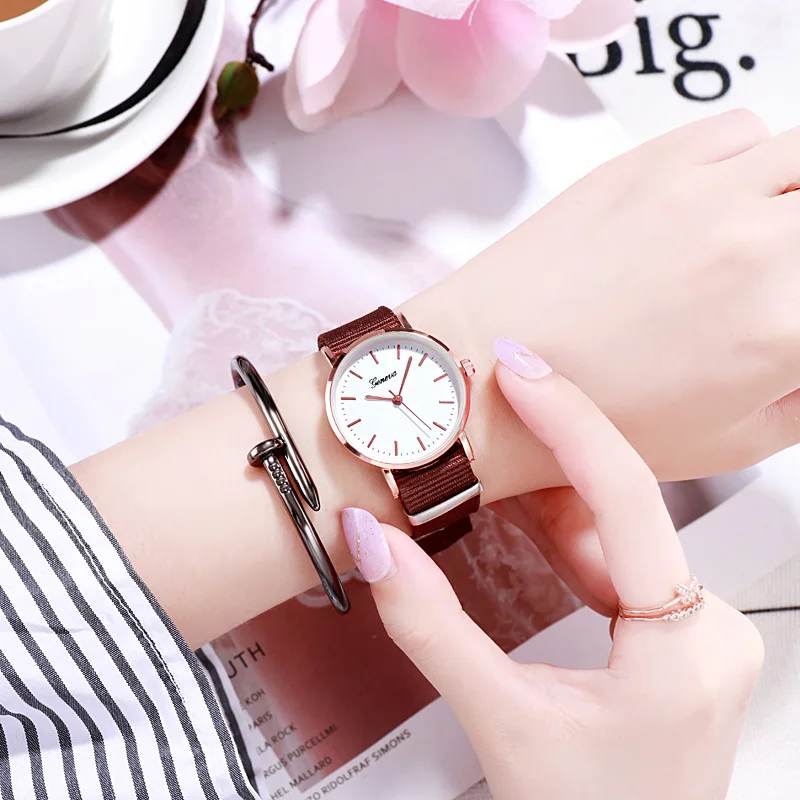 

2019 Textile Strap Quartz Watch Gift For Girl Fashion Wrist Watches ladies watch Women clock Simple woman watch relogio feminino