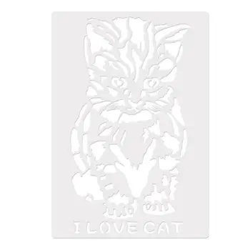 

1Pc Cat Pattern Drawing Stencils Durable Plastic Stencils for DIY Craft Rulers