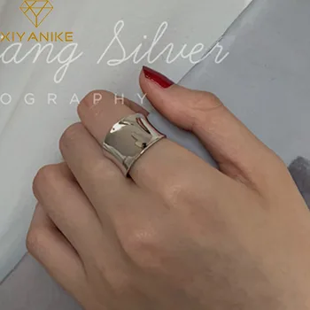 

XIYANIKE 925 Sterling Silver Finger Rings Charm Women Girl Minimalist Jewelry Vintage Trendy Width Ring Wedding Accessories Gift