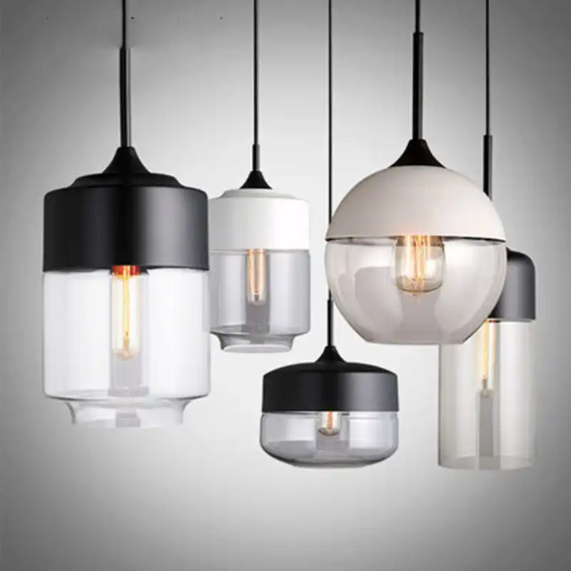 industrial loft hanging glass pendant light iron g
