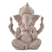 Kumtaşı Hindu fil heykeli Ganesha buda heykel heykelcik ev dekor hint Ganesha fil tanrı heykeli heykel el sanatları(China)