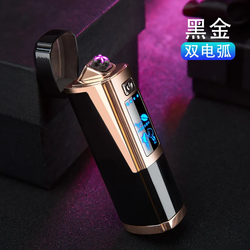 Новая плазменная Зажигалка Three Crose Arc, большая огневая мощь, электрические USB зажигалки для свечей, сигаретная зажигалка, перезаряжаемая, ветрозащитная - Цвет: 2-black-gold